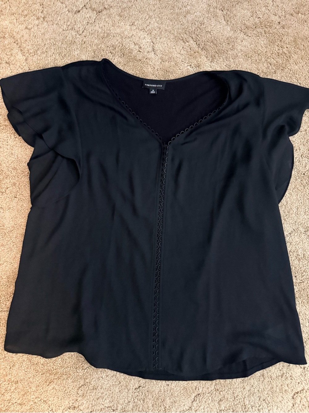 Forever 21 Black V-Neck Flutter Sleeve Blouse